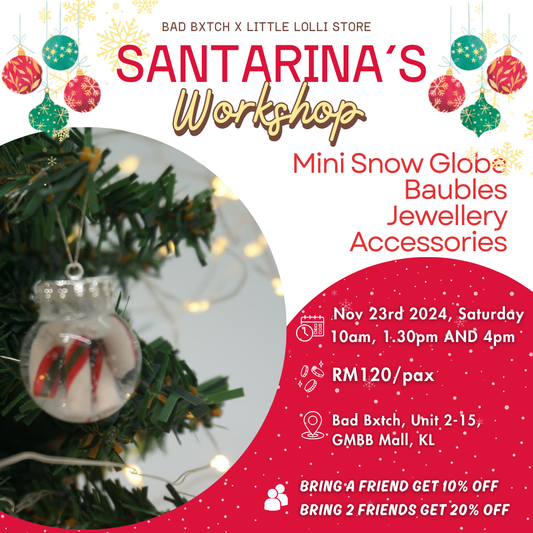 (23 Nov '24) Santarina's Workshop: Mini Snow Globe Baubles Jewellery Accessories